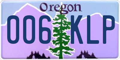 OR license plate 006KLP