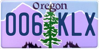 OR license plate 006KLX