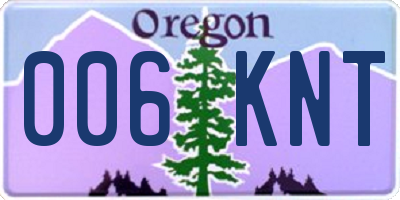 OR license plate 006KNT