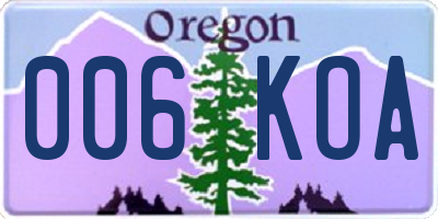 OR license plate 006KOA