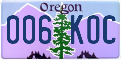 OR license plate 006KOC