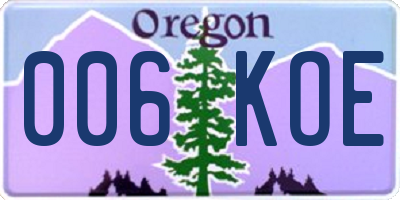 OR license plate 006KOE
