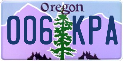 OR license plate 006KPA