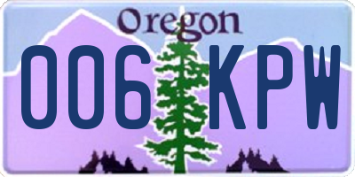 OR license plate 006KPW