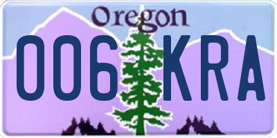 OR license plate 006KRA