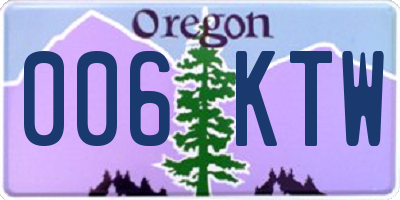 OR license plate 006KTW
