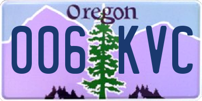 OR license plate 006KVC