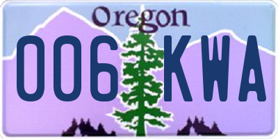 OR license plate 006KWA
