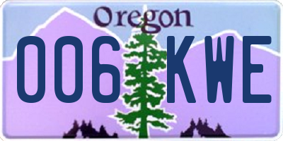 OR license plate 006KWE
