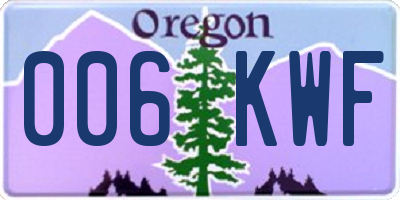 OR license plate 006KWF
