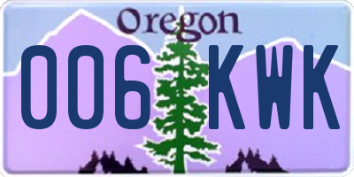 OR license plate 006KWK