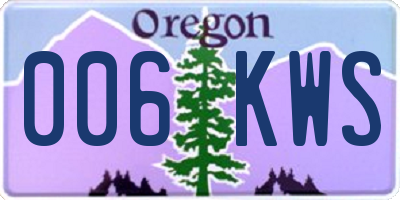 OR license plate 006KWS