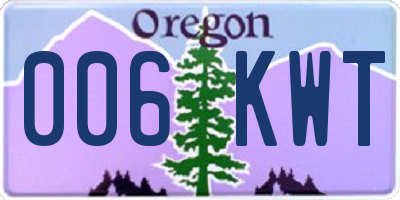 OR license plate 006KWT