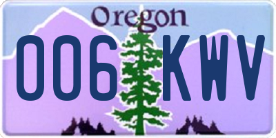 OR license plate 006KWV