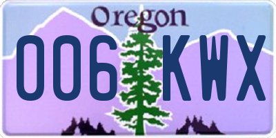 OR license plate 006KWX