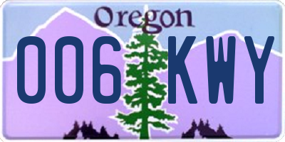 OR license plate 006KWY