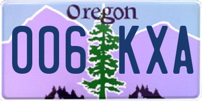 OR license plate 006KXA