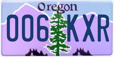 OR license plate 006KXR