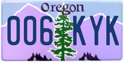 OR license plate 006KYK