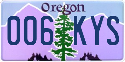 OR license plate 006KYS
