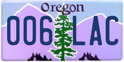 OR license plate 006LAC