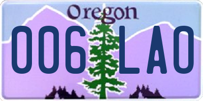 OR license plate 006LAO