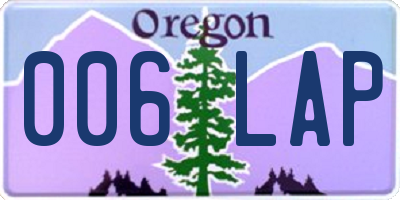 OR license plate 006LAP