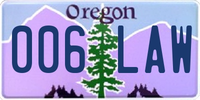 OR license plate 006LAW
