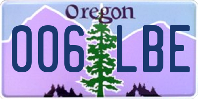 OR license plate 006LBE