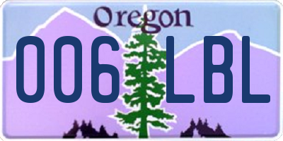 OR license plate 006LBL