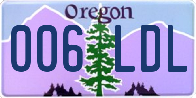 OR license plate 006LDL