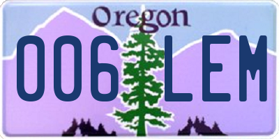 OR license plate 006LEM