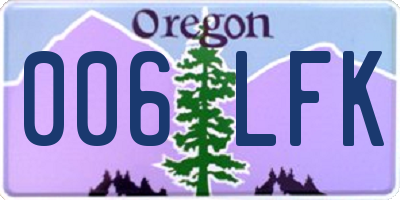 OR license plate 006LFK