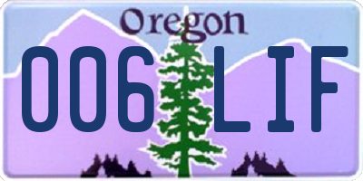 OR license plate 006LIF