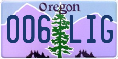 OR license plate 006LIG