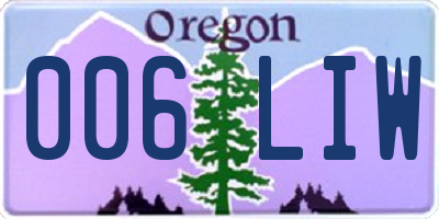 OR license plate 006LIW