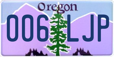 OR license plate 006LJP