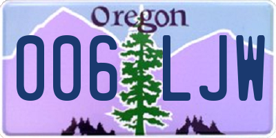 OR license plate 006LJW