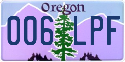 OR license plate 006LPF