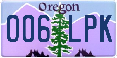 OR license plate 006LPK