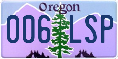 OR license plate 006LSP