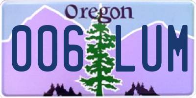 OR license plate 006LUM