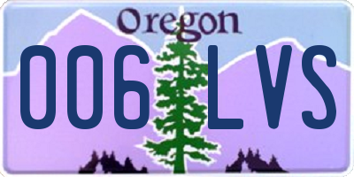 OR license plate 006LVS