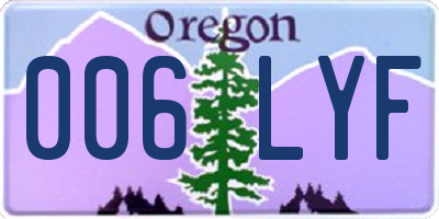 OR license plate 006LYF