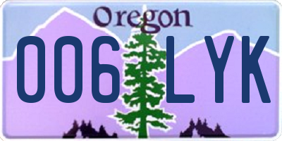 OR license plate 006LYK