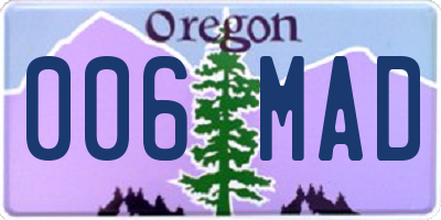 OR license plate 006MAD
