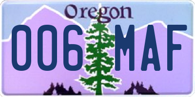 OR license plate 006MAF