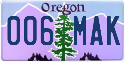 OR license plate 006MAK