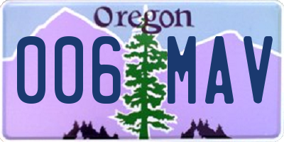 OR license plate 006MAV