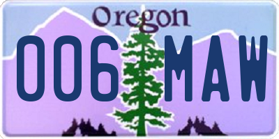 OR license plate 006MAW